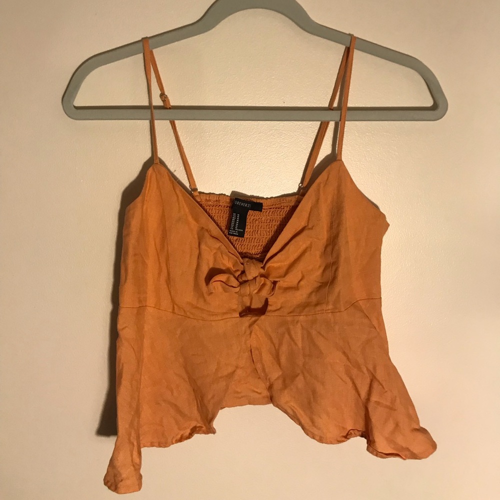Orange flowy crop top
